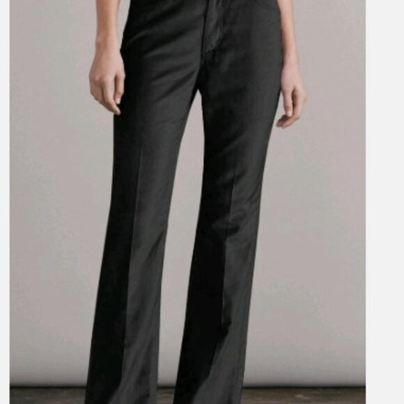 Rag & Bone Jacey Classic Fit Black Velvet Straight Leg High Waisted Pants NEW - Picture 1 of 4